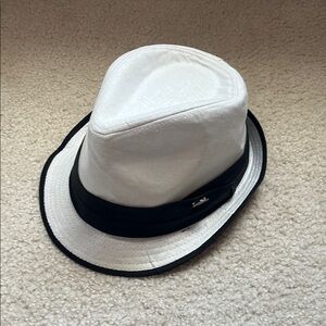 Stylish White and Black Fedora Hat